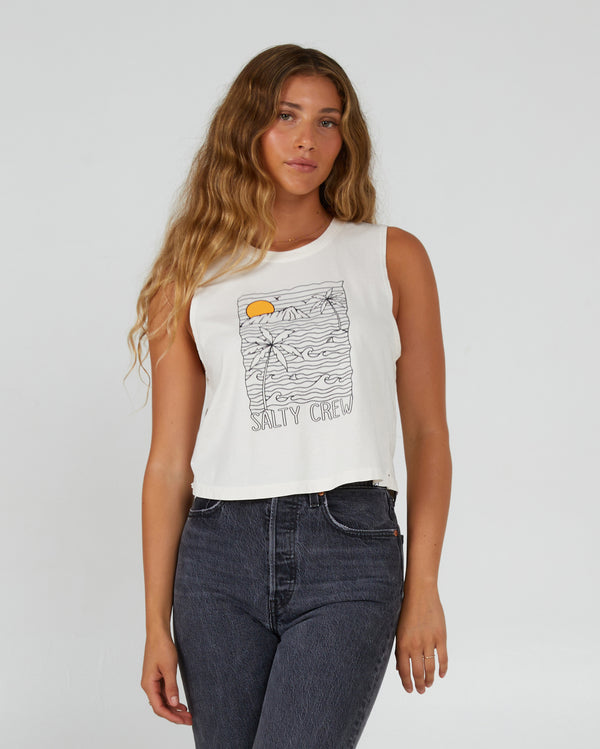 salty crew Joy Cropped Tank - Off White