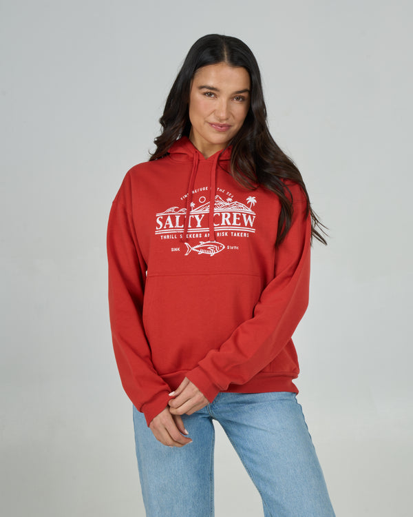 salty crew Land And Sea Hoodie - Fiesta Red