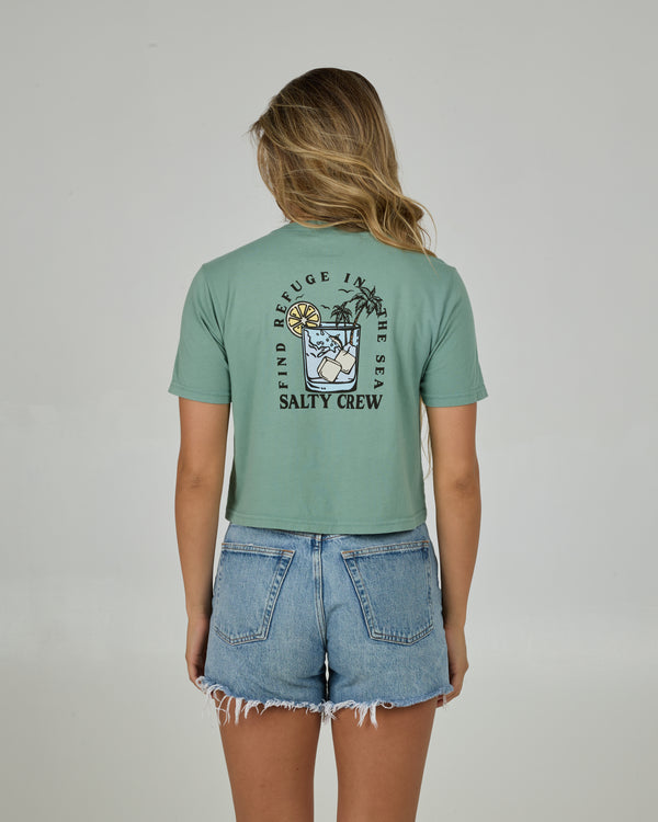 salty crew Ocean Spray Crop Tee - Sage