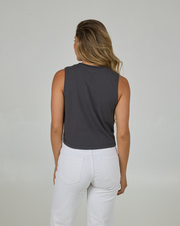 Salty Crew Outside Cropped Tank - Charcoal