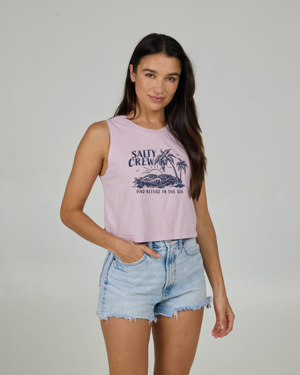 salty crew Outside Cropped Tank - Pale Orchid