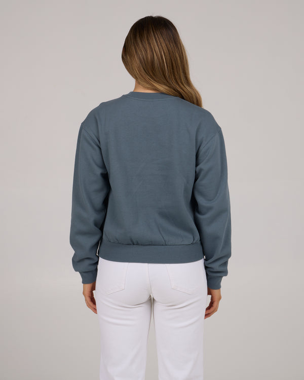 Salty Crew Queen Palm Crew Fleece - Fin Blue