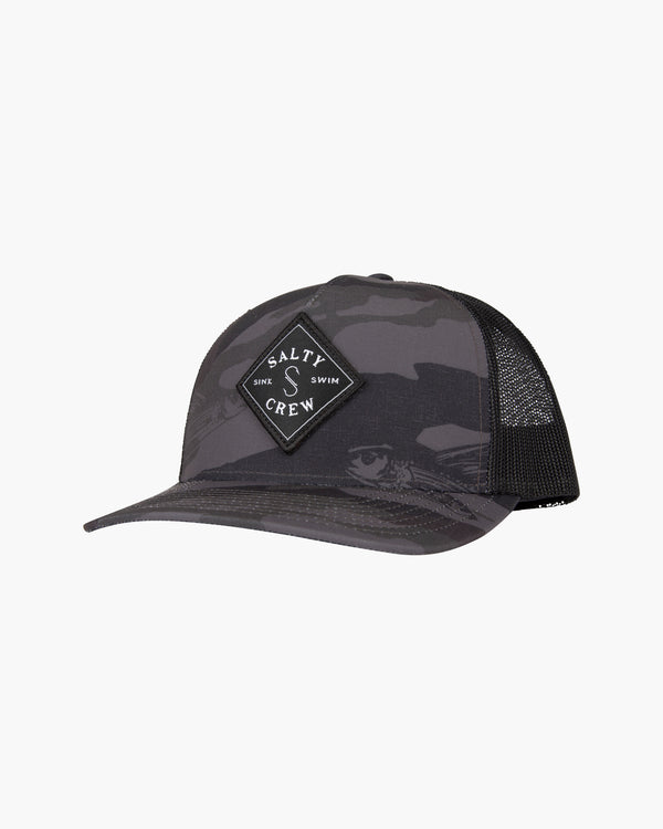 salty crew Sealine Retro Trucker Hat - Black Camo