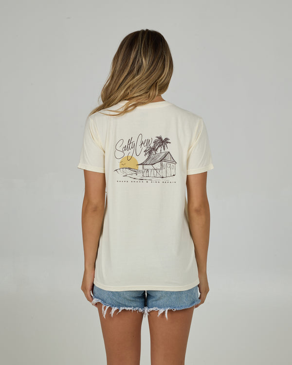 salty crew Shape Shack Boyfriend Tee - Off White