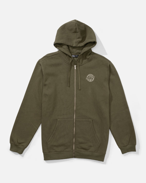 Salty Crew Skewed Zip Fleece Hoodie - Dusty Olive
