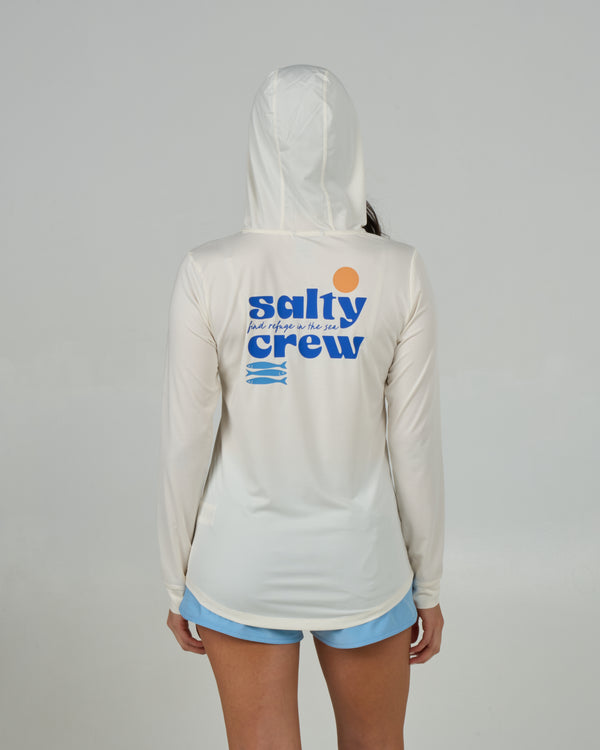salty crew Small Bite Hood Sunshirt - Off White