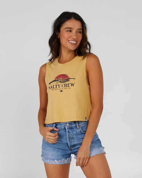 salty crew Soarin' Cropped Tank - Dusty Gold