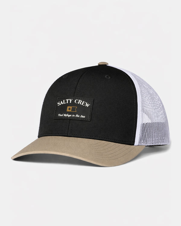 salty crew Steadfast Retro Trucker Hat - Grey Tan