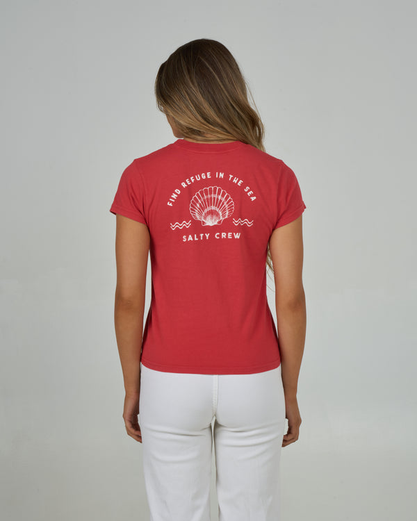 salty crew Sunrise Shell Modern Tee - Fiesta Red