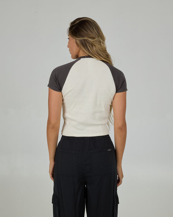 Salty Crew Tailgate Raglan Baby Tee - Charcoal