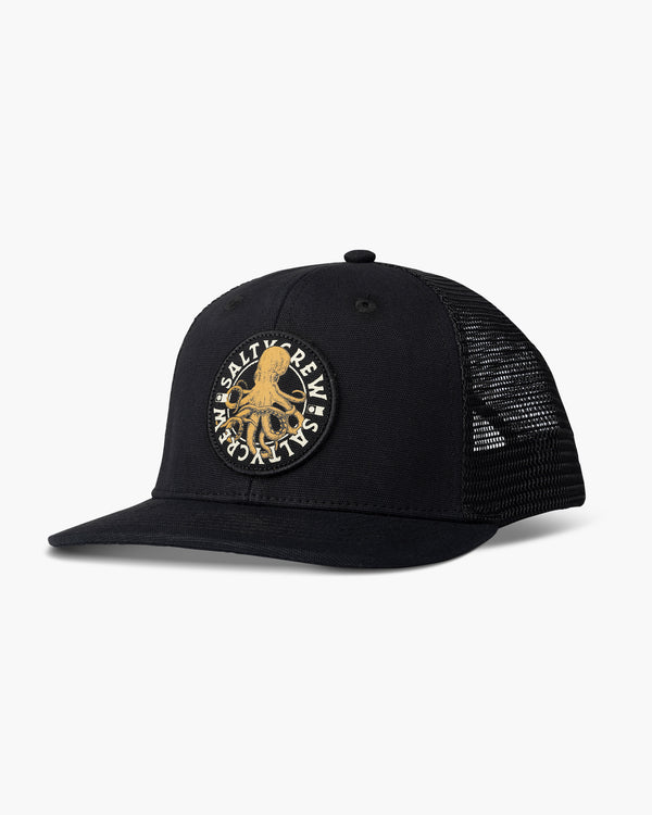 salty crew Tentacles Boys Retro Trucker Hat - Black