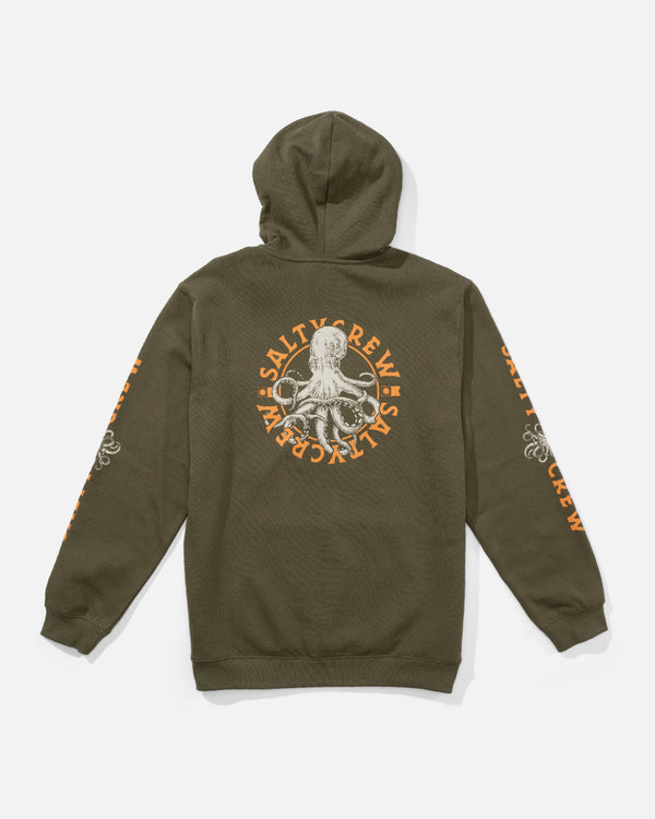 salty crew Tentacles Fleece Hoodie - Dusty Olive