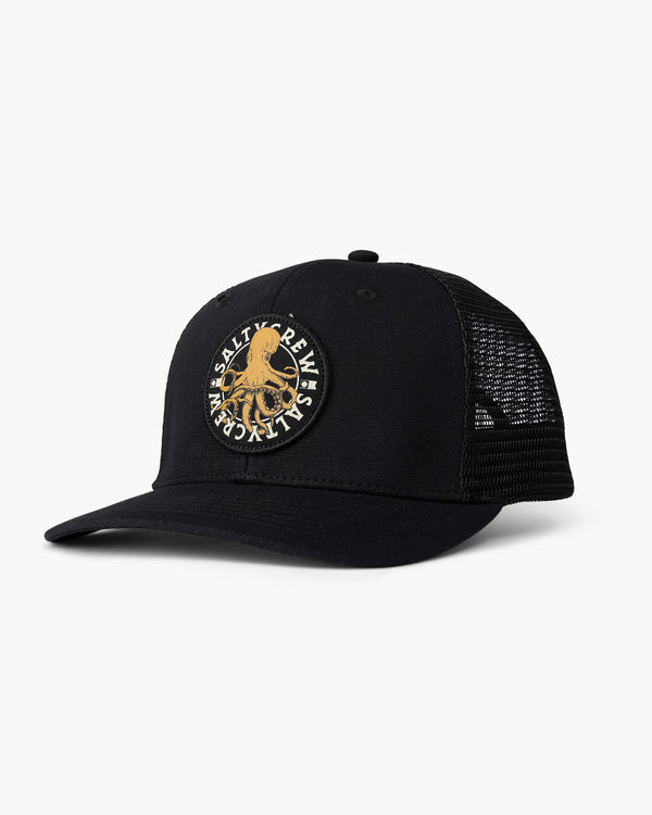 salty crew Tentacles Retro Trucker Hat - Black
