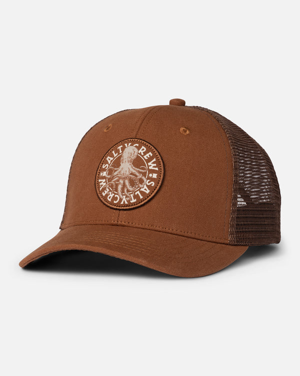 salty crew Tentacles Retro Trucker Hat - Friar Brown