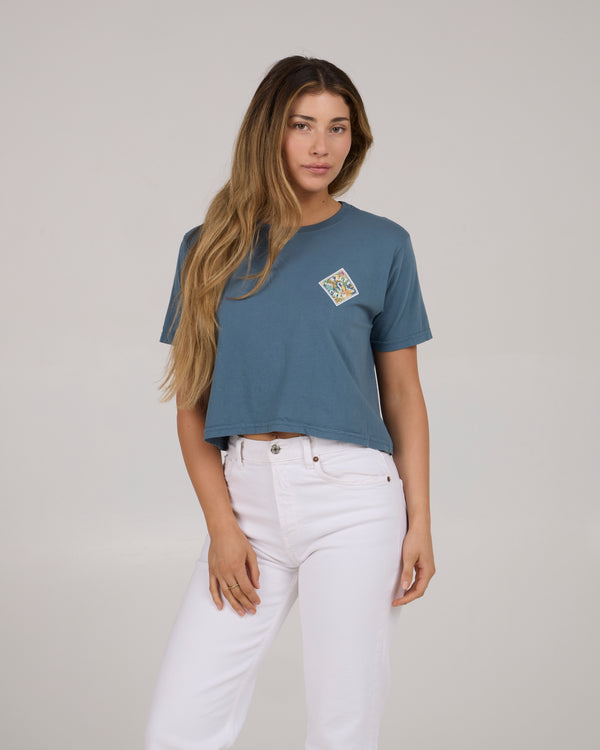 Salty Crew Tippet Fill Crop Tee - Fin Blue