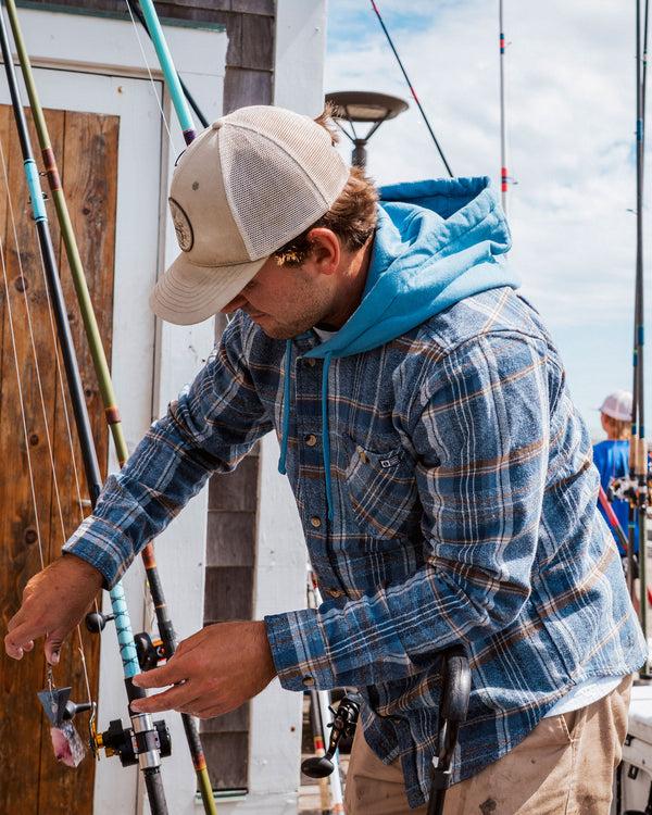 Salty Crew Whitewash Hooded Flannel - Midnight Navy