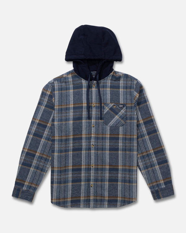 salty crew Whitewash Hooded Flannel - Midnight Navy
