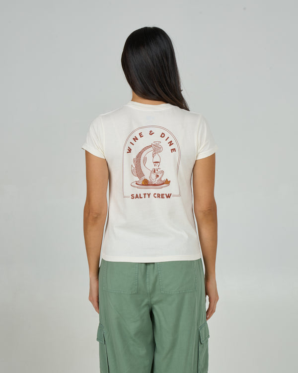 salty crew Wine N Dine Modern Tee - Off White