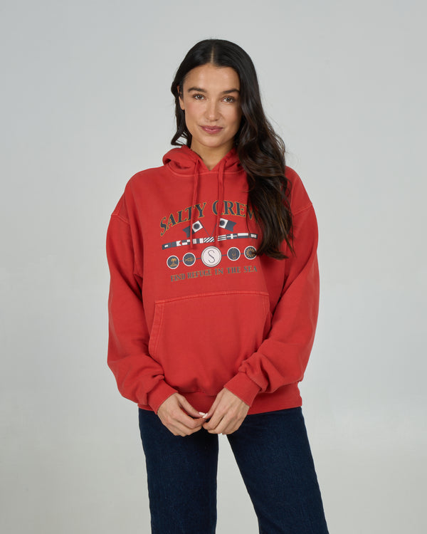 salty crew Yacht Club Hoodie - Fiesta Red