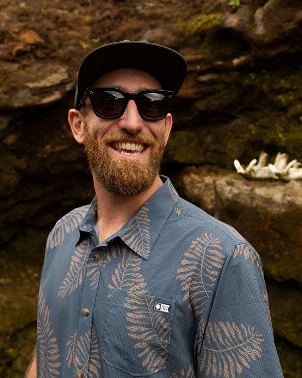 Salty Crew Stringer Perforated UV Button Up - Bluefin