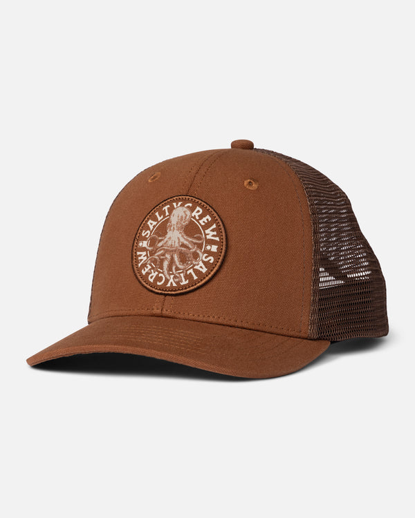 salty crew Tentacles Boys Retro Trucker Hat - Friar Brown