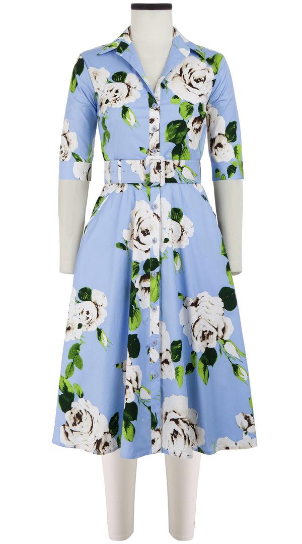 samantha sung Abel Dress Shirt Collar 1/2 Sleeve Long Length Cotton Stretch (Amber Queen)