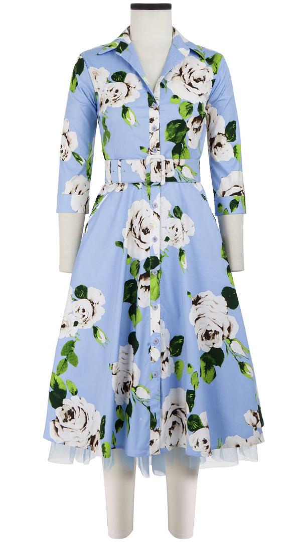 Samantha Sung Abel Dress Shirt Collar 3/4 Sleeve Long Length Cotton Stretch (Amber Queen)