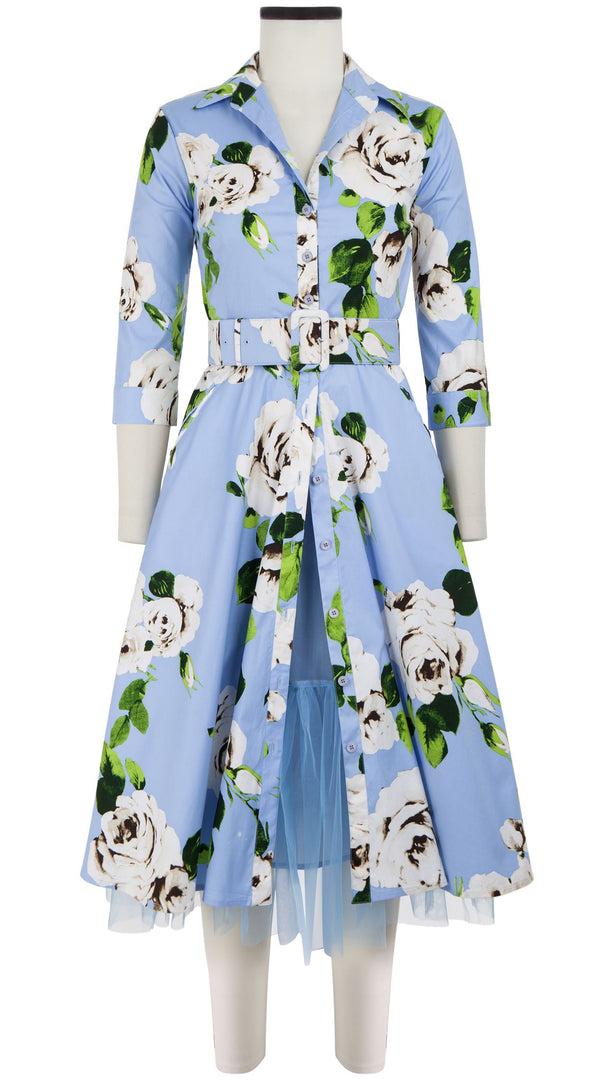 Samantha Sung Abel Dress Shirt Collar 3/4 Sleeve Long Length Cotton Stretch (Amber Queen)