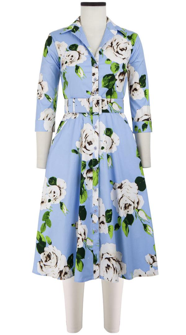 samantha sung Abel Dress Shirt Collar 3/4 Sleeve Long Length Cotton Stretch (Amber Queen)