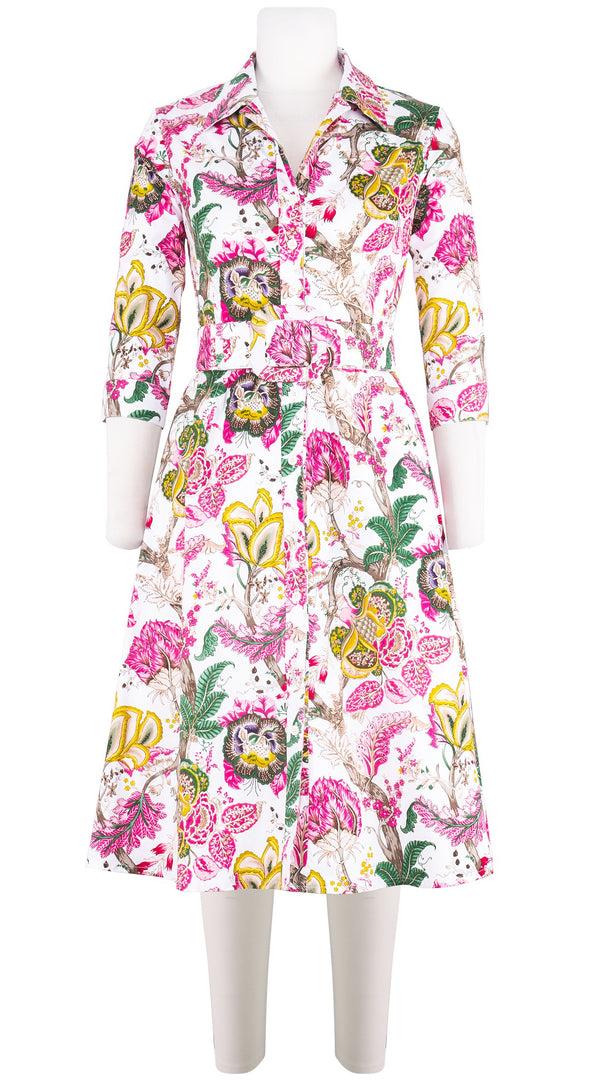 samantha sung Abel Dress Shirt Collar 3/4 Sleeve Long Length Cotton Stretch (Darts Hill Garden)