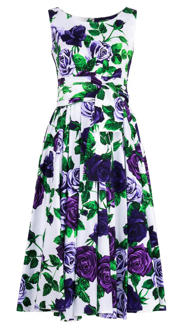 Samantha Sung Abelia Dress Boat Neck Sleeveless Midi Length Cotton Stretch (Charlotte Rose) 6