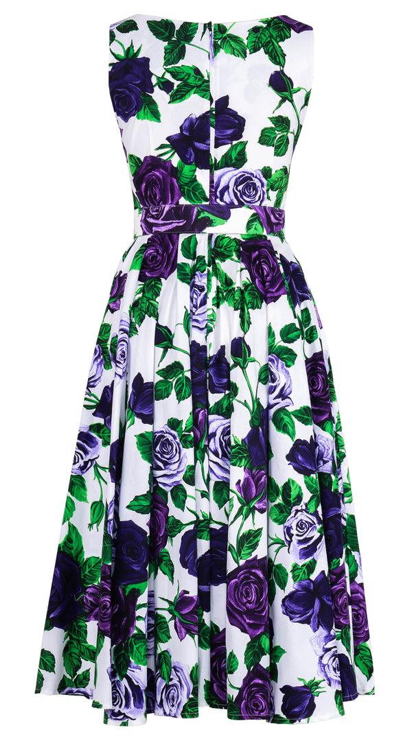 Samantha Sung Abelia Dress Boat Neck Sleeveless Midi Length Cotton Stretch (Charlotte Rose) 6