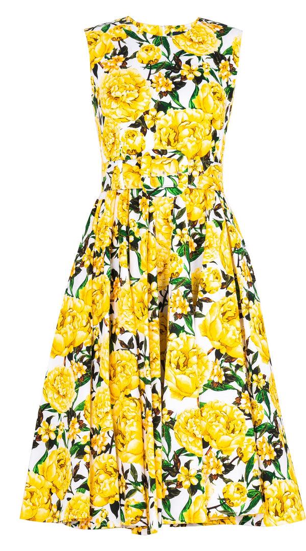 Samantha Sung Abelia Dress Crew Neck Sleeveless Long +3 Length Cotton Stretch (Pink Peony)