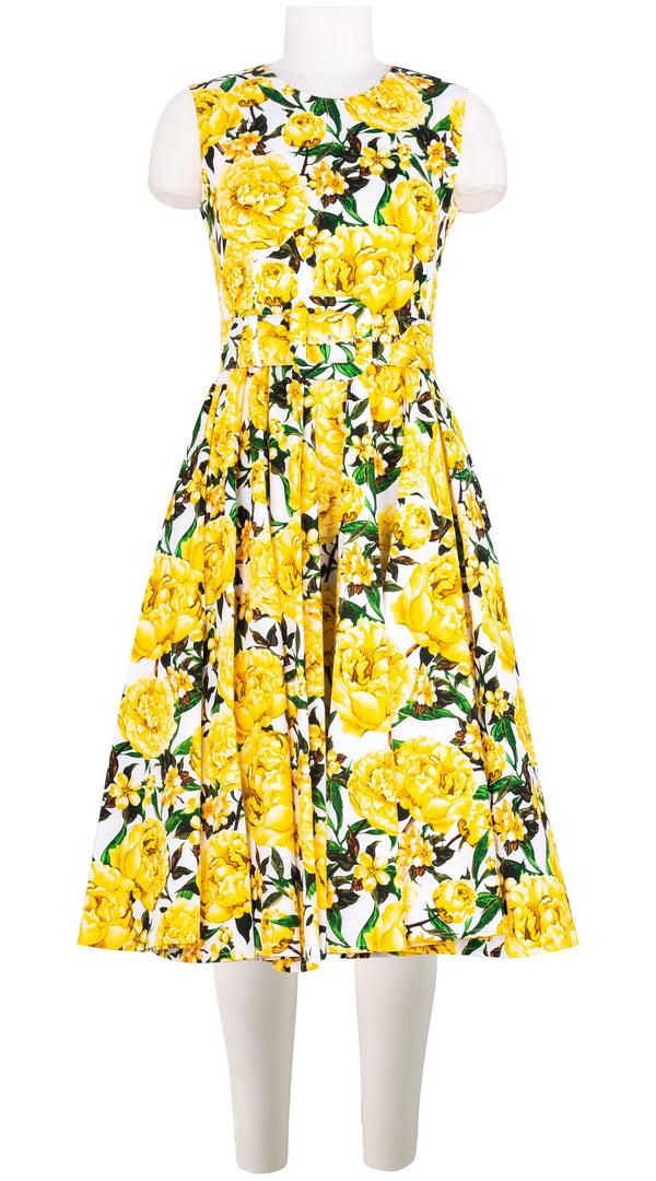 samantha sung Abelia Dress Crew Neck Sleeveless Long +3 Length Cotton Stretch (Pink Peony)