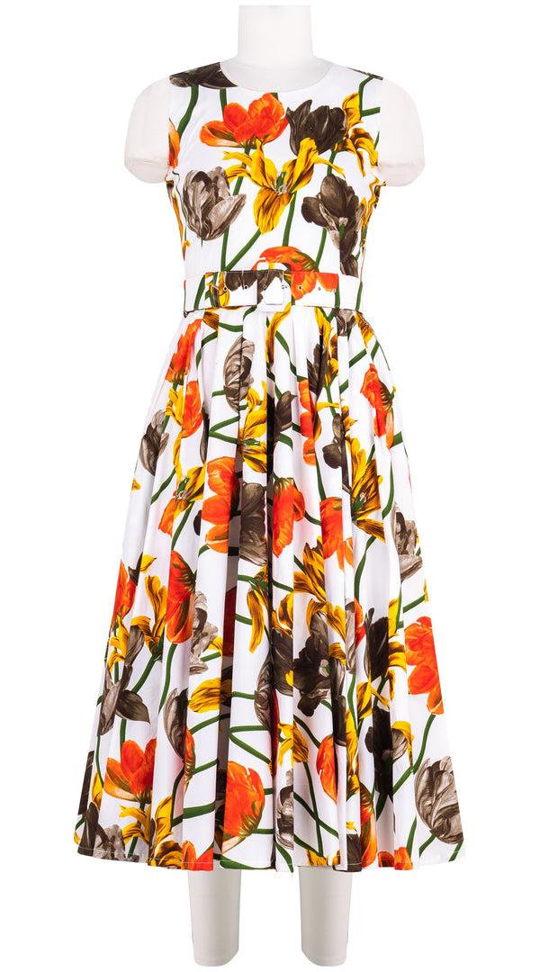 samantha sung Abelia Dress Crew Neck Sleeveless Midi Length Cotton Stretch (Rambrandt Tulip)