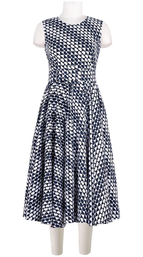 samantha sung Abelia Dress Crew Neck Sleeveless Midi Length Cotton Stretch (Bamboo Weave)