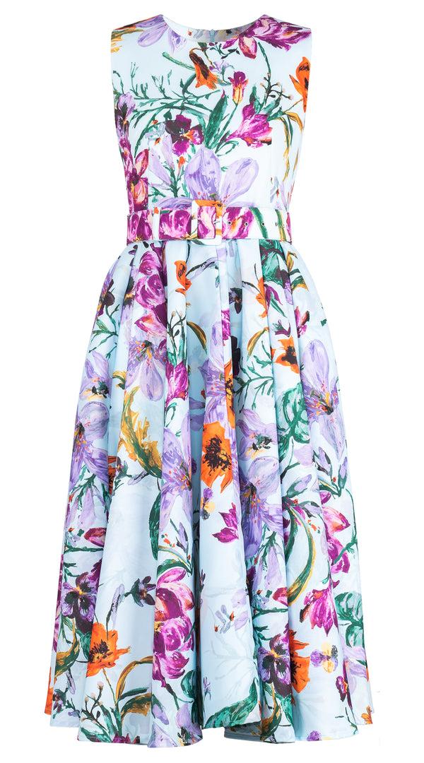 samantha sung Abelia Dress Crew Neck Sleeveless Midi Length Poliamide Taffta (Gogh Summer)