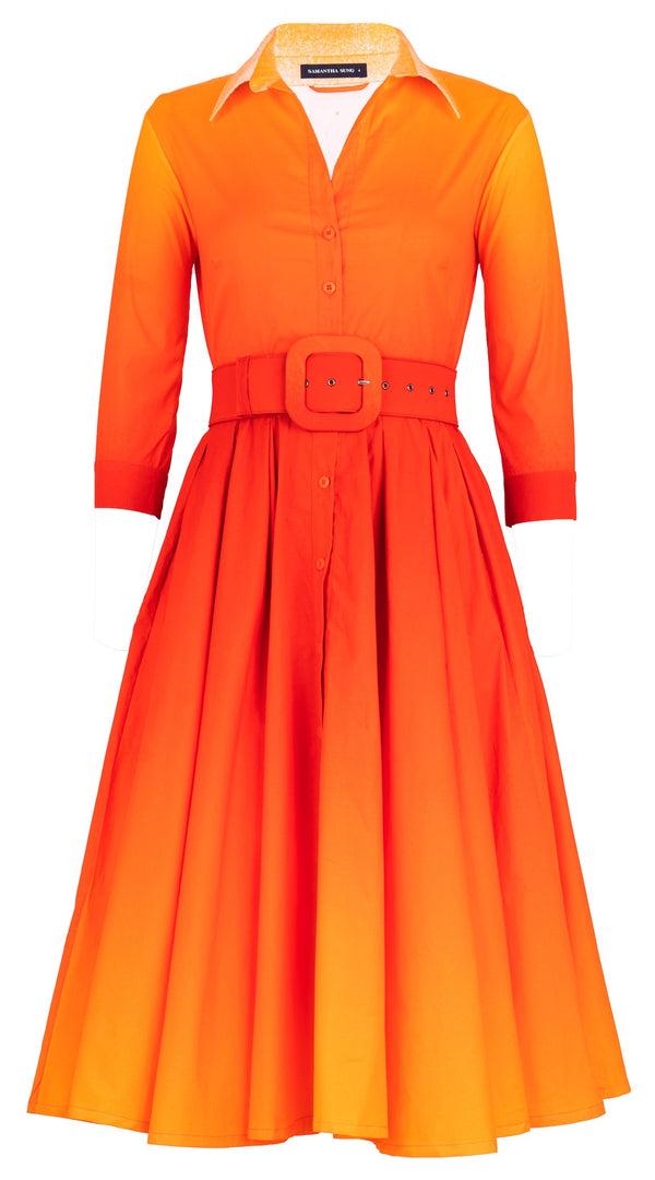 Samantha Sung Abelia Dress Shirt Collar 3/4 Sleeve Long +3 Length Cotton Stretch (Ombre New)