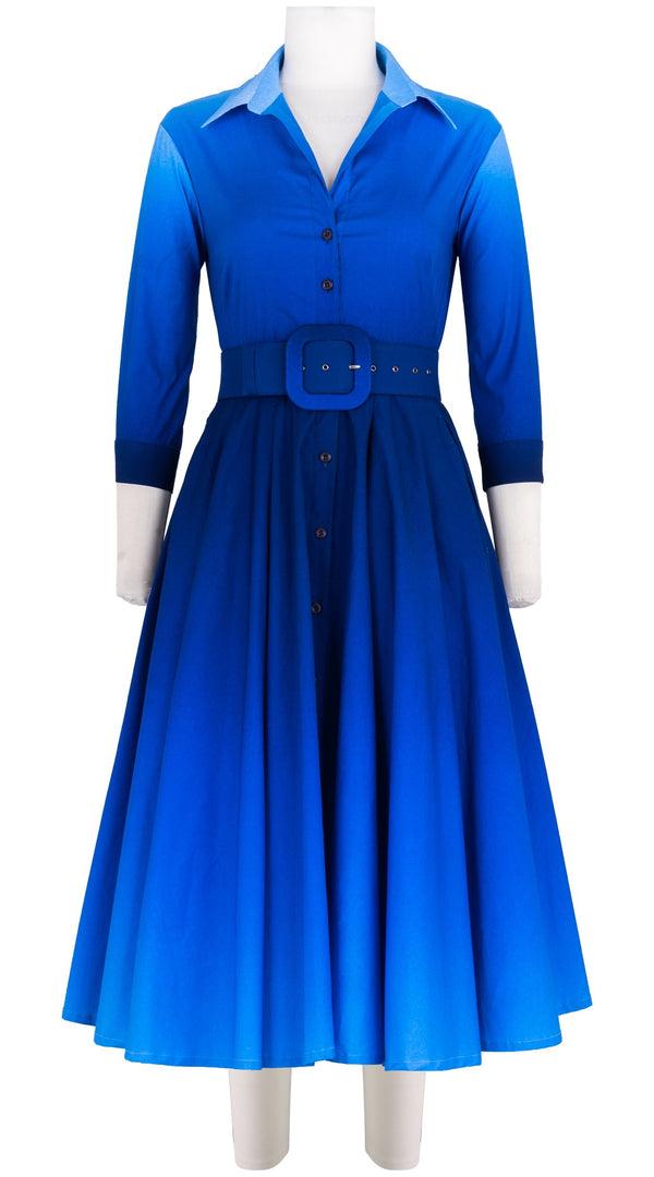 Samantha Sung Abelia Dress Shirt Collar 3/4 Sleeve Long +3 Length Cotton Stretch (Ombre New)