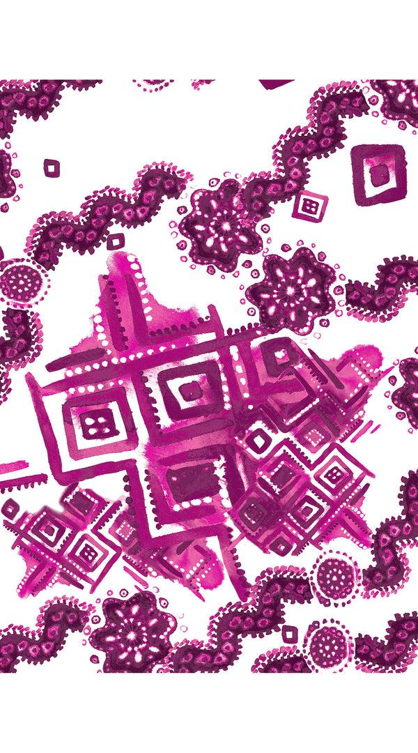 Samantha Sung Abelia Dress Shirt Collar 3/4 Sleeve Long Length Cotton Stretch (Tie Dye Izmir Small White)