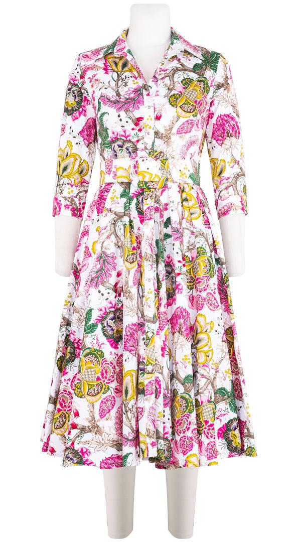 samantha sung Abelia Dress Shirt Collar 3/4 Sleeve Long Length Cotton Stretch (Darts Hill Garden)