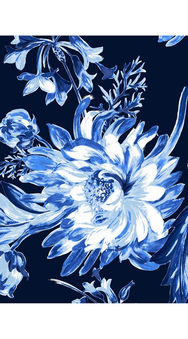 Samantha Sung Abelia Dress Shirt Collar 3/4 Sleeve Midi Length Cotton Stretch (Mum Flower Big Pastel)