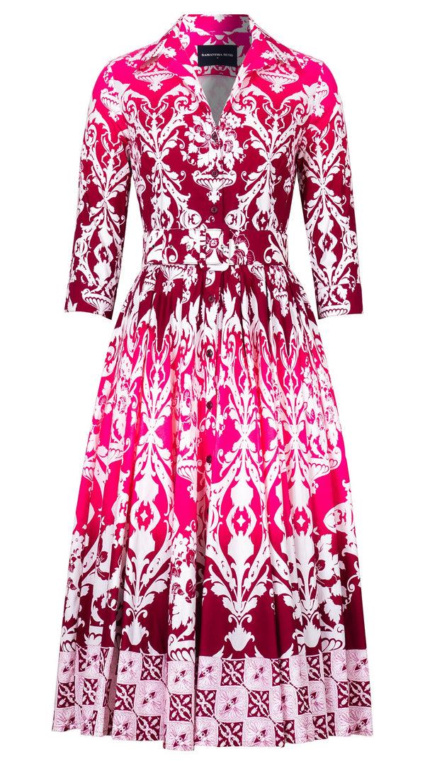 samantha sung Abelia Dress Shirt Collar 3/4 Sleeve Midi Length Cotton Stretch (Impero Ombre)