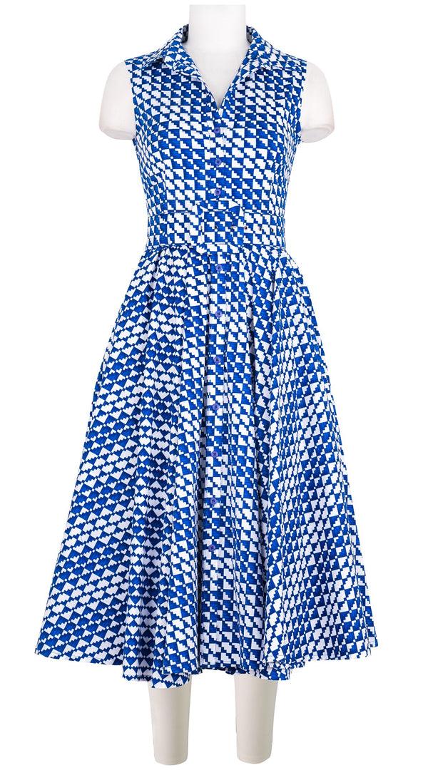 samantha sung Abelia Dress Shirt Collar Sleeveless Midi Length Cotton Stretch (Bamboo Weave)