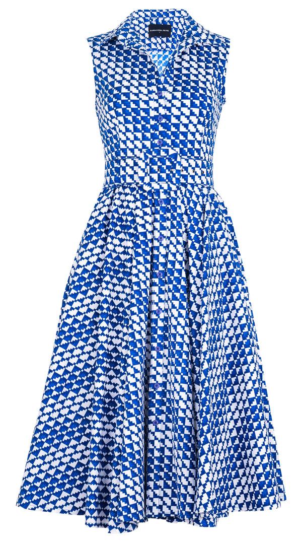 samantha sung Abelia Dress Shirt Collar Sleeveless Midi Length Cotton Stretch (Bamboo Weave) 1 samantha sung Abelia Dress Shirt Collar Sleeveless Midi Length Cotton Stretch (Bamboo Weave) 1