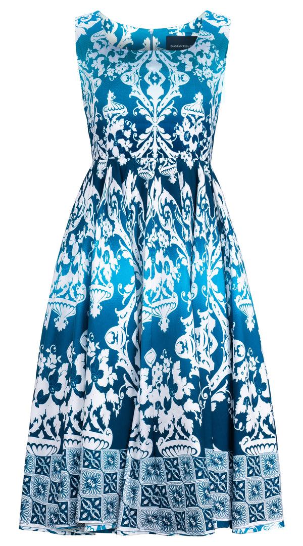 samantha sung Abelia Dress U Neck Sleeveless Midi Length Cotton Stretch (Impero Ombre)