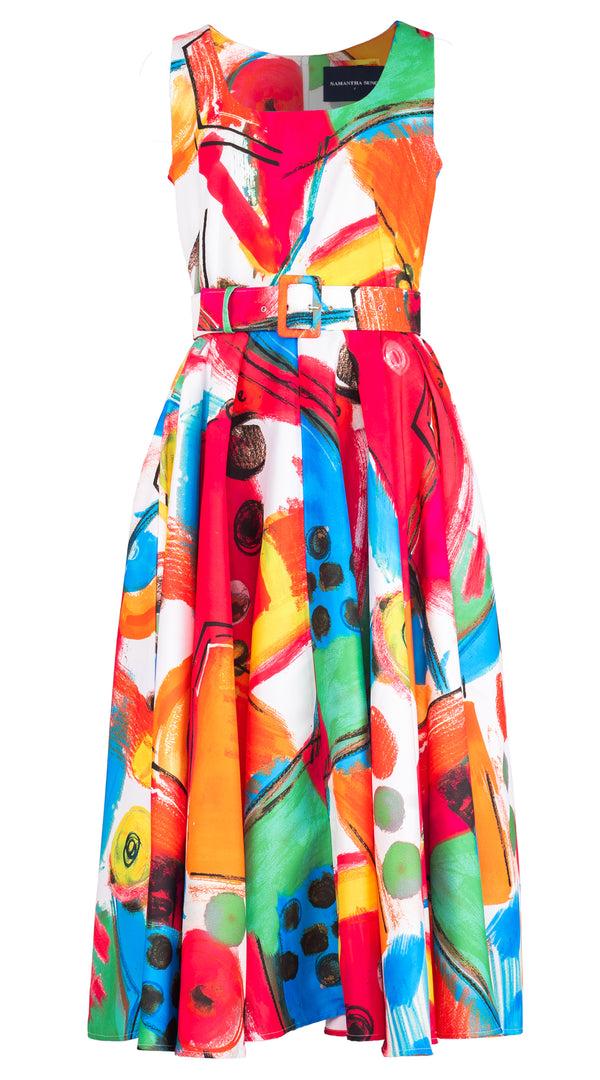 Samantha Sung Abelia Dress U Neck Sleeveless Midi Length Poliamide Taffta (Bastera Painting)