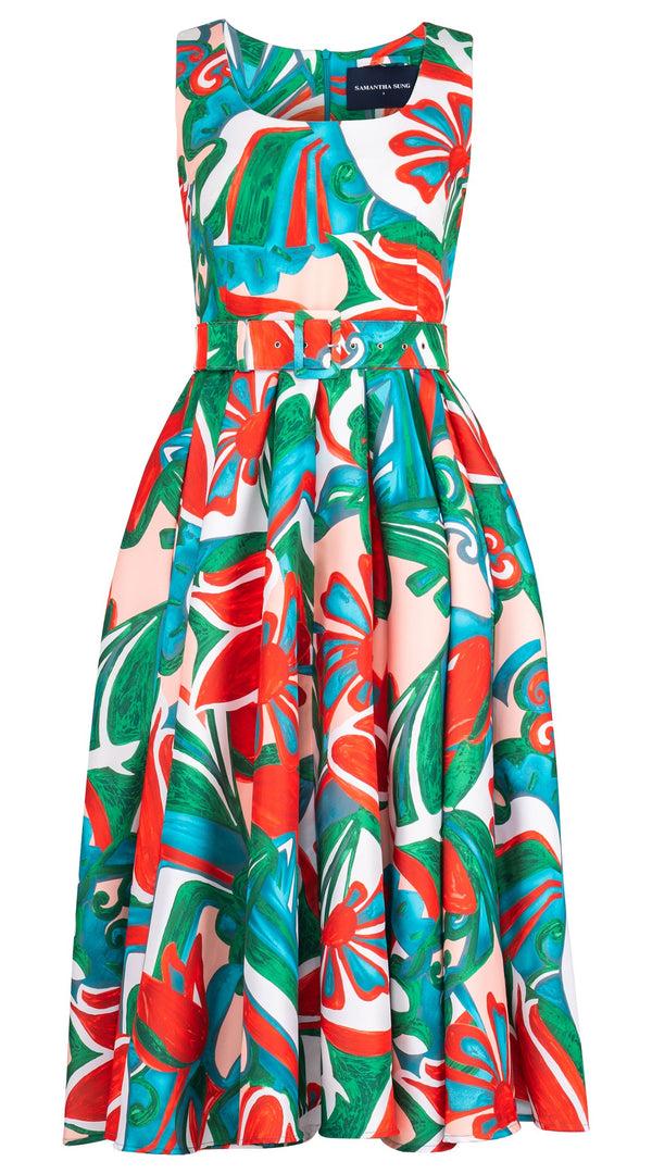 samantha sung Abelia Dress U Neck Sleeveless Midi Length Poliamide Taffta (Barcelona Mode)