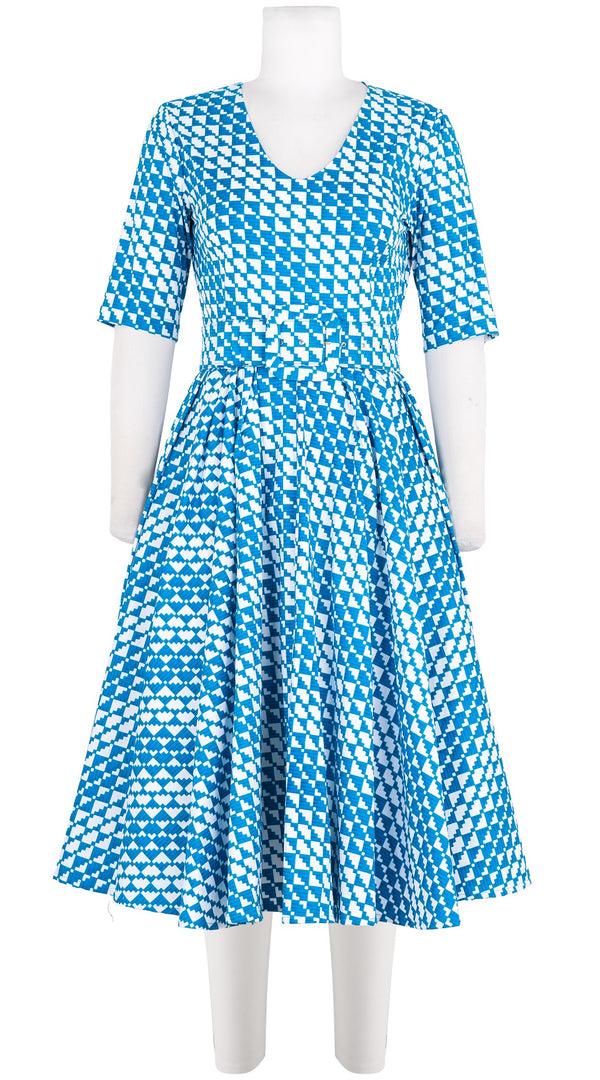 samantha sung Abelia Dress V Neck 1/2 Sleeve Long +3 Length Cotton Stretch (Bamboo Weave)