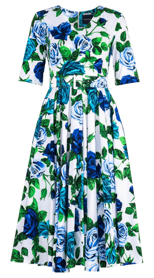 samantha sung Abelia Dress V Neck 1/2 Sleeve Midi Length Cotton Stretch (Charlotte Rose) 5